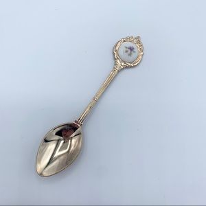 Gold Painted Metal Flower Tea Spoon